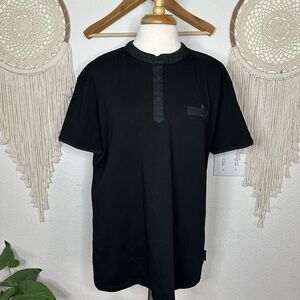 Scott James Classic Black Men's Casual Button Neck Shirt XL